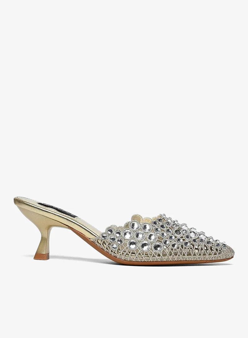 Cuple Embellished Mid-heeled mule