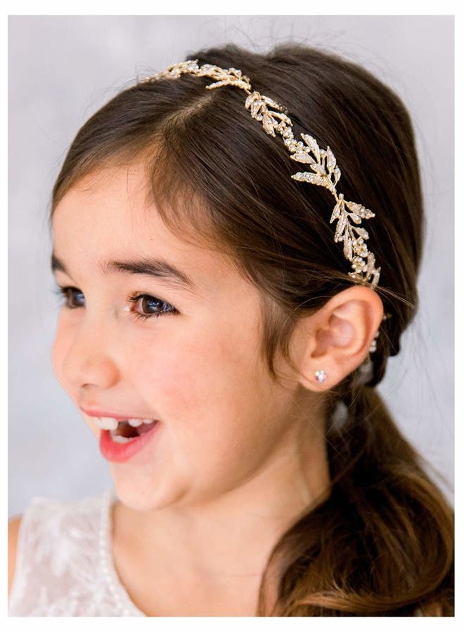SWEETV Flower Girl Headpiece for Wedding Headband Princess Hair Accessories Little Girls Toddler Kids Crystal Hair Bands for Birthday Party Photography - Image 1