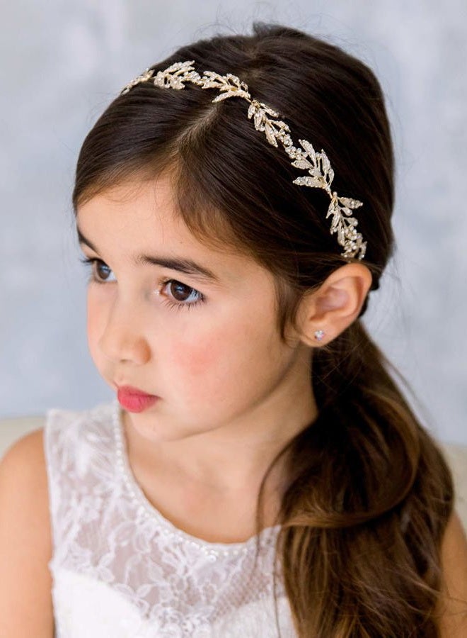 SWEETV Flower Girl Headpiece for Wedding Headband Princess Hair Accessories Little Girls Toddler Kids Crystal Hair Bands for Birthday Party Photography - Image 3