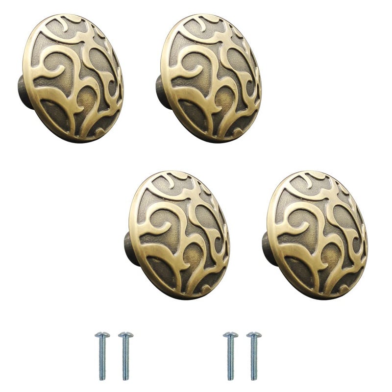 Volo VOLO Antique Brass Cabinet KnobWardrobe Door KnobsCupboard Drawer Pull HandleKitchen Drawer Knob Knob_S149_AntiquePack of 4 pcs Antique Brass Finish  - Image 1