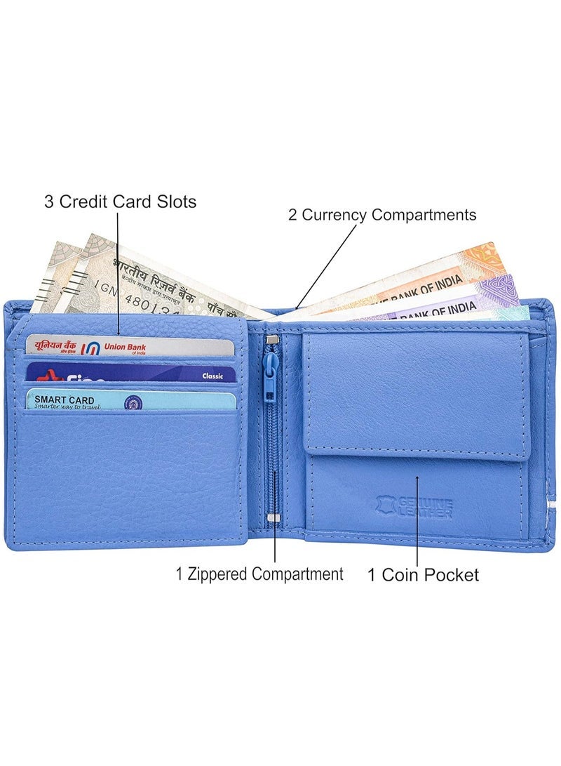URBAN FOREST Stag Light Blue/White Leather Wallet for Men - Image 3