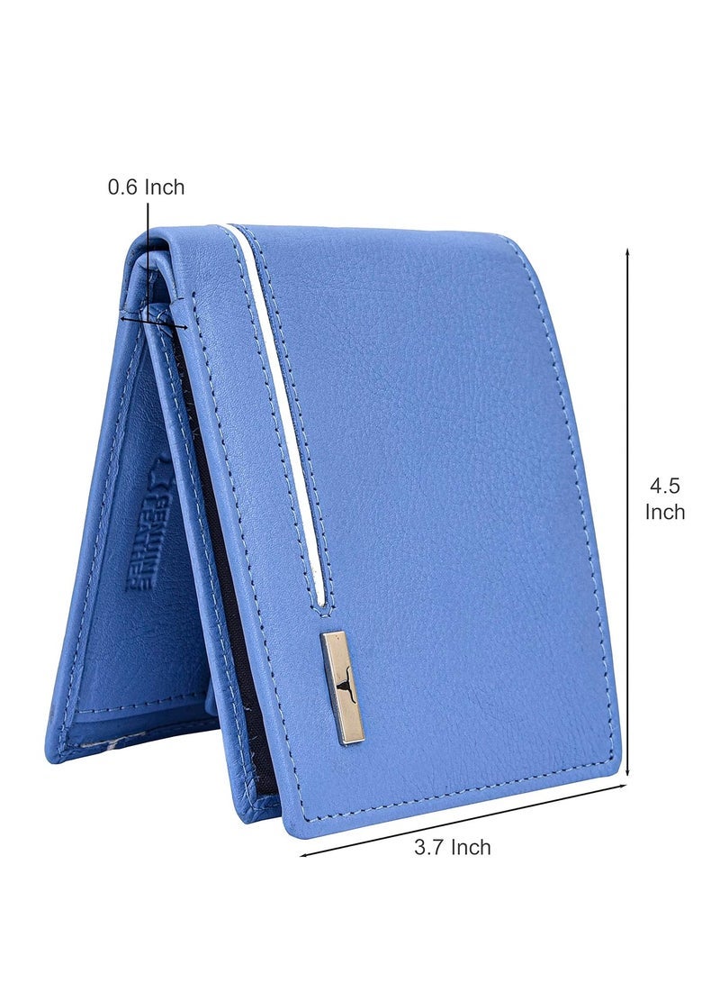 URBAN FOREST Stag Light Blue/White Leather Wallet for Men - Image 2