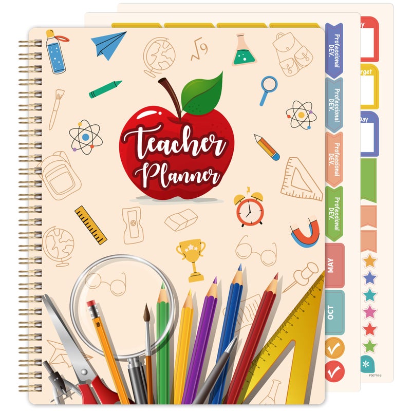 Journaltastic Teacher Planner - Undated Teacher Planner 9''x11'', Undated 2026-2027 Teachers Lesson Planners/Plan Book/Calendar Planners with Stickers, Schedules, Calendars and Inner Pockets - Image 1