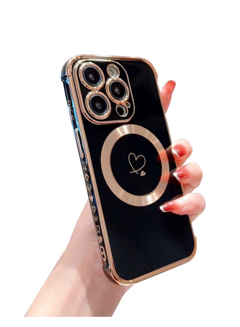 Excefore Magnetic for iPhone 15 Pro Max Case, Shockproof Military Grade Drop Protection, Suitable for Women Girls (Black, 6.7 inch) - Image 1