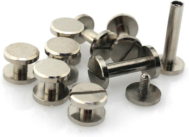 Leather Rivets 10pcs Screws Stud Rivets Flat Head for Photo Album Craft Belt Wallet Fasteners 10mm Cap(10mm*8mm) - Image 2