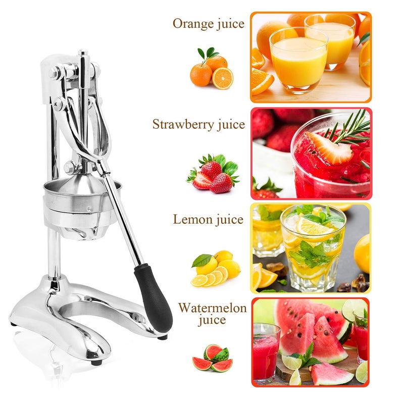 Foliam FOLIAM Hand Press Juicer Machine Heavy Duty Citrus Manual Juicer Orange Squeezer for Fruits Vegetables Silver  - Image 3