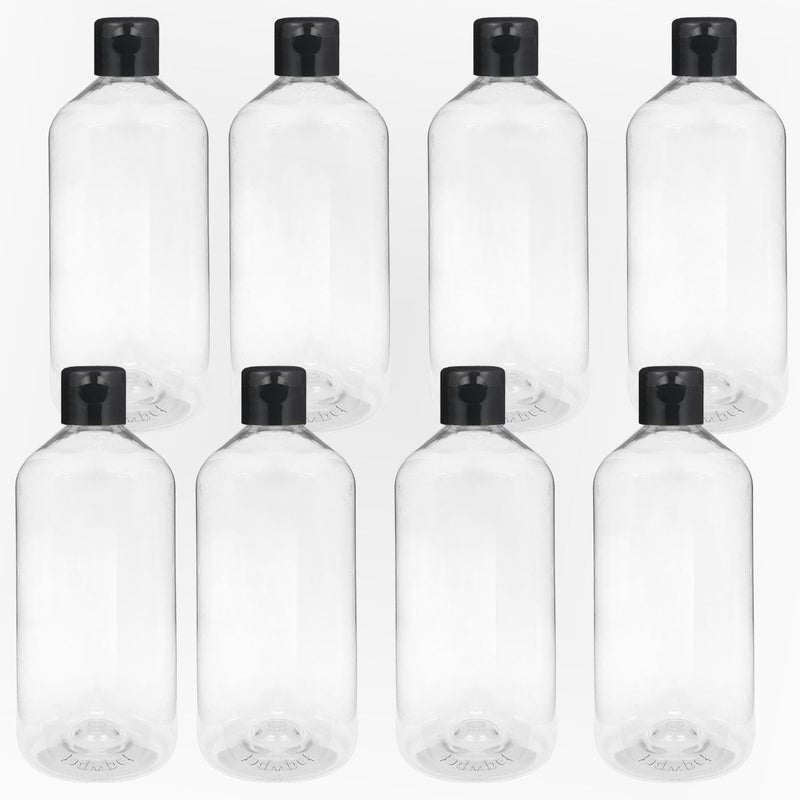 Thinqkart Select 300ml Empty Clear Plastic Bottles Refillable Travel Size Cosmetic Containers Squeeze Bottles With Black Flip Cap For Toiletries, Shampoos, Lotions, Creams Pack of (8) - Image 1