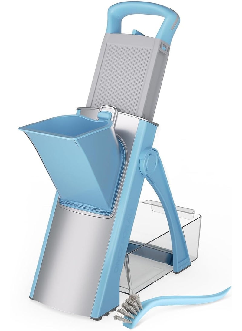 روك بو قطاعة ماندولين للمطبخ مطورة بحجم أكبر فتحة لقطع الطعام، مقطعة خضار، قطاعة بطاطس للبطاطس المقلية، سمك قابل للتعديل، قطع جوليان وتقطيع السلطة - Image 1