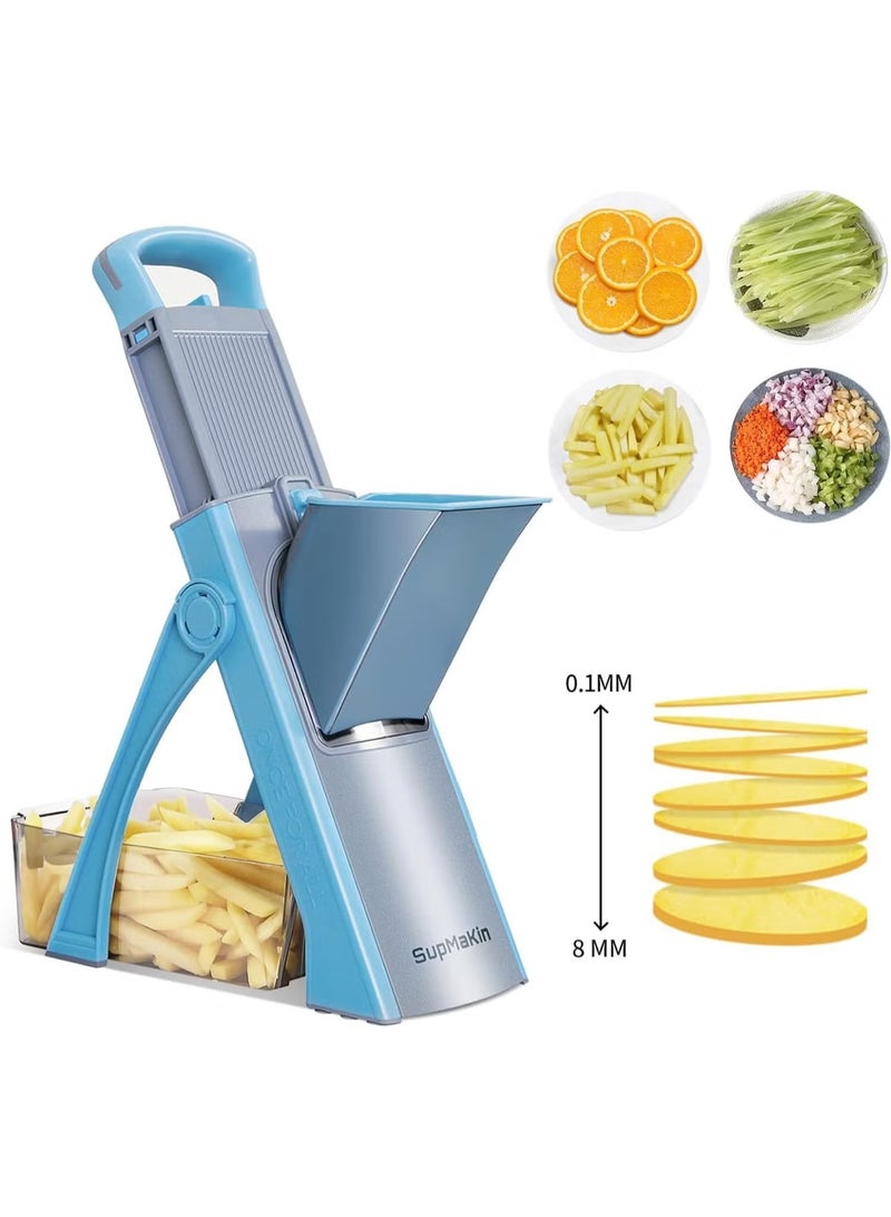 روك بو قطاعة ماندولين للمطبخ مطورة بحجم أكبر فتحة لقطع الطعام، مقطعة خضار، قطاعة بطاطس للبطاطس المقلية، سمك قابل للتعديل، قطع جوليان وتقطيع السلطة - Image 2