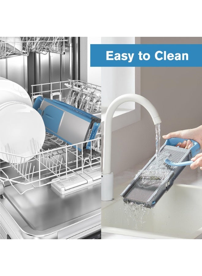 روك بو قطاعة ماندولين للمطبخ مطورة بحجم أكبر فتحة لقطع الطعام، مقطعة خضار، قطاعة بطاطس للبطاطس المقلية، سمك قابل للتعديل، قطع جوليان وتقطيع السلطة - Image 4