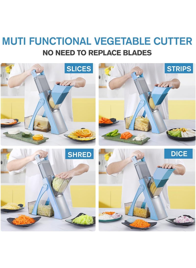 روك بو قطاعة ماندولين للمطبخ مطورة بحجم أكبر فتحة لقطع الطعام، مقطعة خضار، قطاعة بطاطس للبطاطس المقلية، سمك قابل للتعديل، قطع جوليان وتقطيع السلطة - Image 3