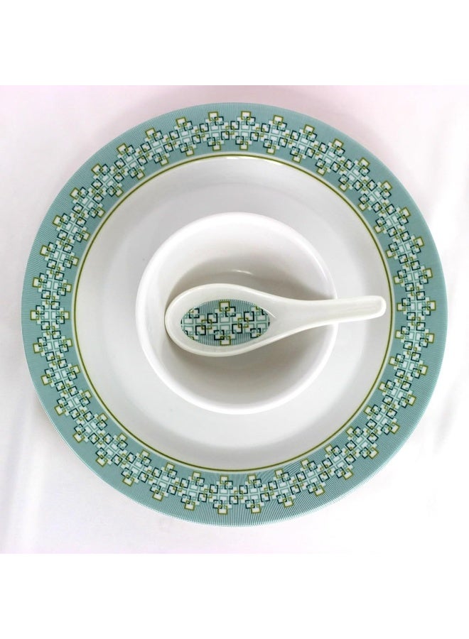 Melrich Melrich 26 Pcs Melamine Dinner Set Dinner and Soup plates, salad bowl, serving plate, lid bowl, soup spoon, curry and rice ladle and Bowls Dishwasher and Freezer safe Durable and Strong - Image 2