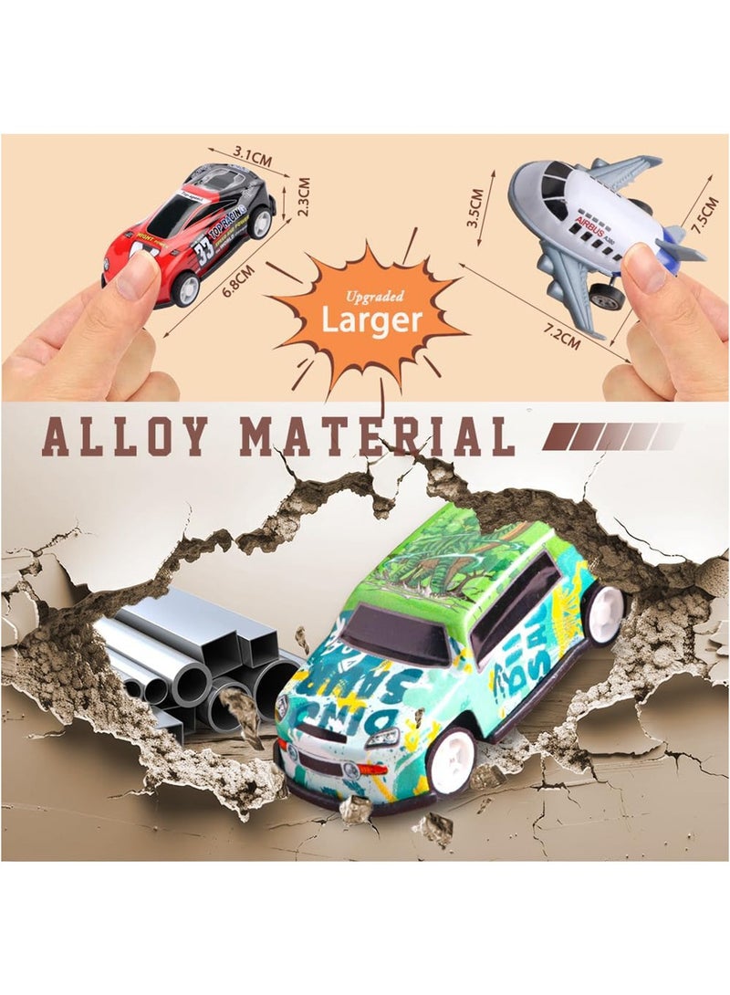 YelaJoy 50 Pcs Pull Back Toy Cars Airplanes with Storage Box and Map, Alloy Mini Race Push and Pull Back Cars Planes Vehicles Toys for Kids, Party Favors Suitable for 3+ Years Old Kids Boys Girls Gift - Image 4