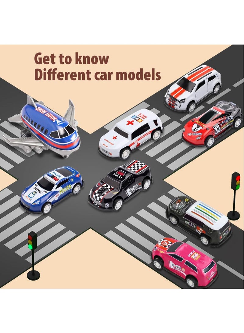 YelaJoy 50 Pcs Pull Back Toy Cars Airplanes with Storage Box and Map, Alloy Mini Race Push and Pull Back Cars Planes Vehicles Toys for Kids, Party Favors Suitable for 3+ Years Old Kids Boys Girls Gift - Image 5