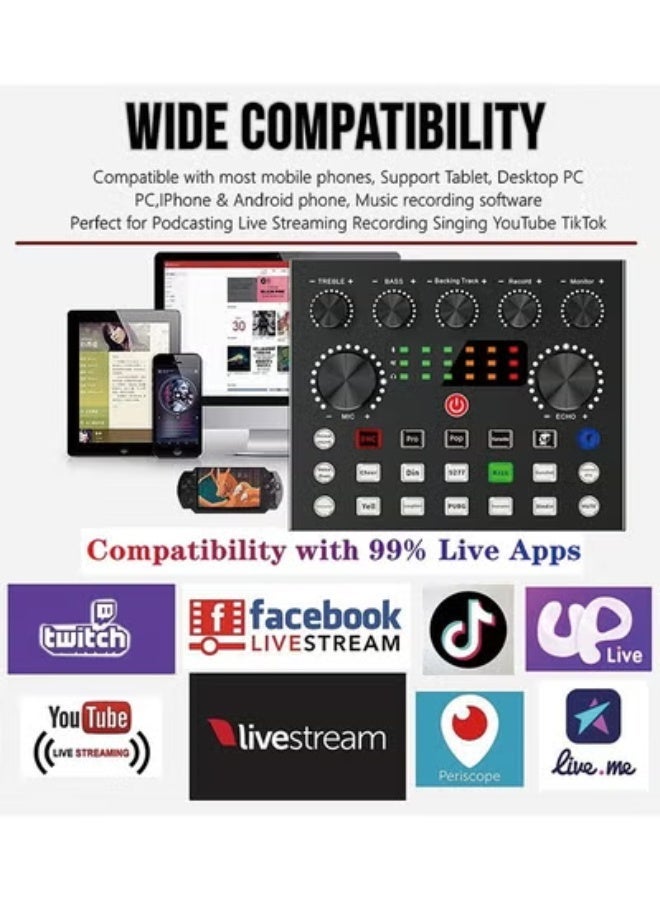 Podcast Equipment Bundle, BM800 Podcast Microphone Bundle with V8s Voice Changer, Condenser Microphone Recording Studio Package for Podcasting Live Streaming Singing PC Mobile TikTok YouTube - Image 5