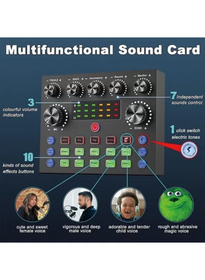 Podcast Equipment Bundle, BM800 Podcast Microphone Bundle with V8s Voice Changer, Condenser Microphone Recording Studio Package for Podcasting Live Streaming Singing PC Mobile TikTok YouTube - Image 4
