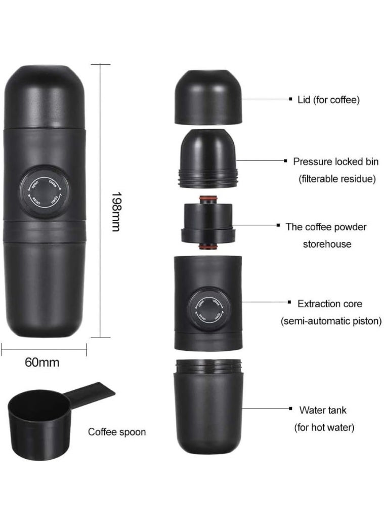 Happy Home Portable Manual Espresso Coffee Maker – Hand Press Coffee Machine Compatible with Ground Coffee, No Electricity or Battery Needed, Lightweight Travel Coffee Maker for Home, Office, Camping & Outdoor Use, Easy to Use Hand Espresso Maker for Fresh Coffee Anywhere (Up to 50ml) - Image 4