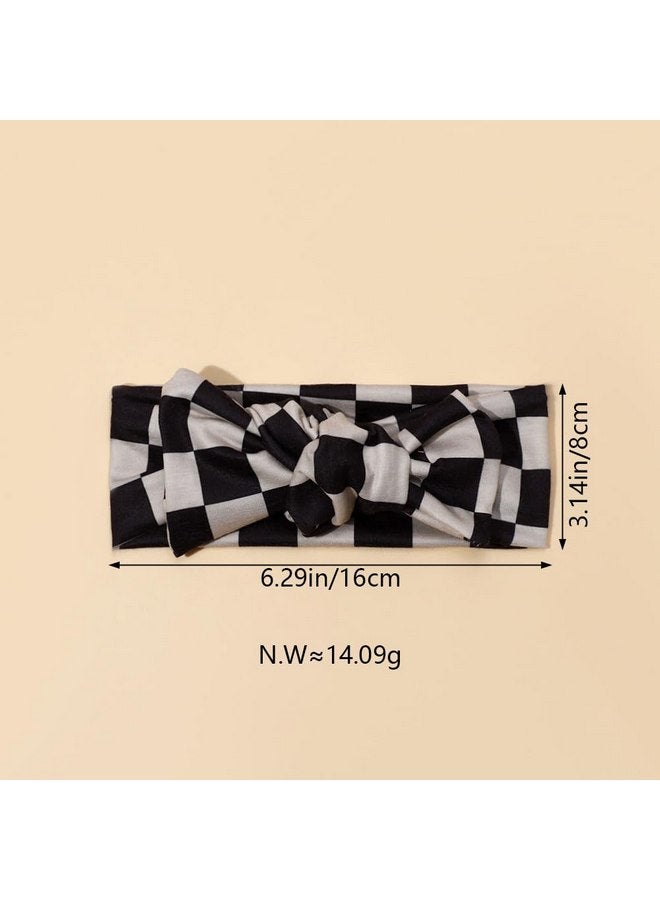 BBTDIN Baby Girls Checkered Hair Band with Bow Headwear BTB01 (F0-Black White) - Image 3