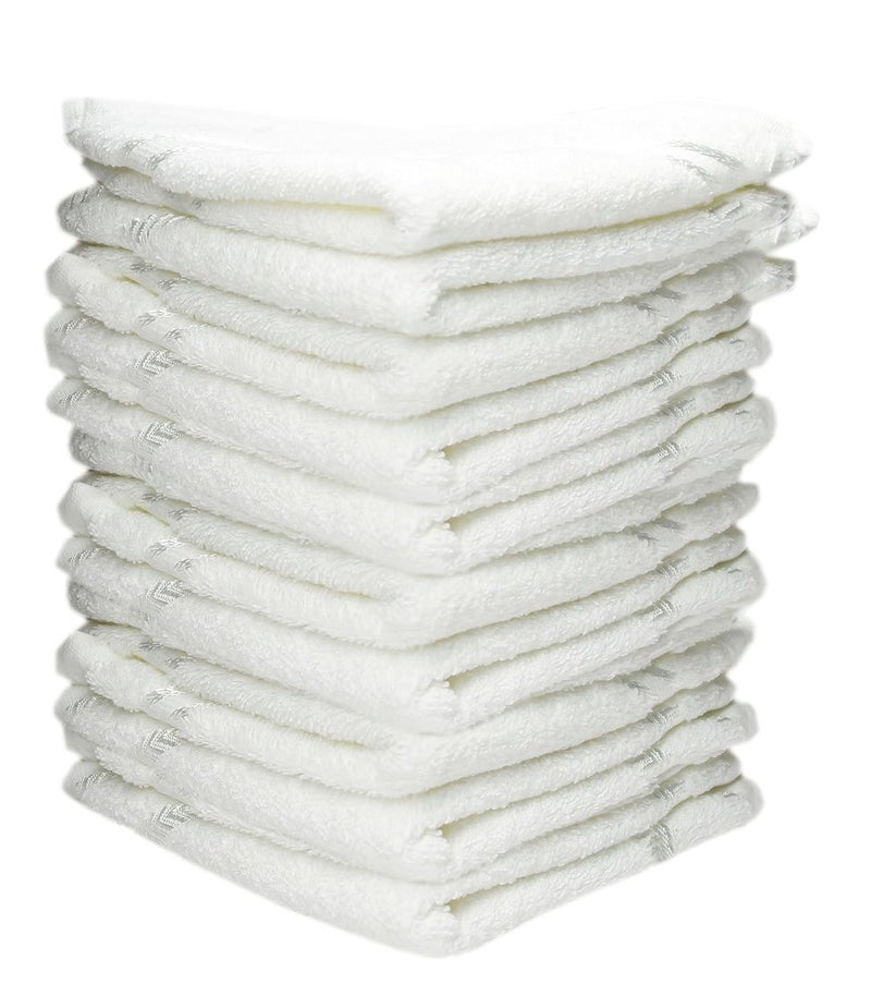 Space Fly 500 GSM White Cotton Face Towels Set | 10x10 Inches Soft & Absorbent Face Napkins for Daily Use | Multipurpose Small Towel Pack for Face Wash, Baby Care, Travel | Set of 12 - Image 1