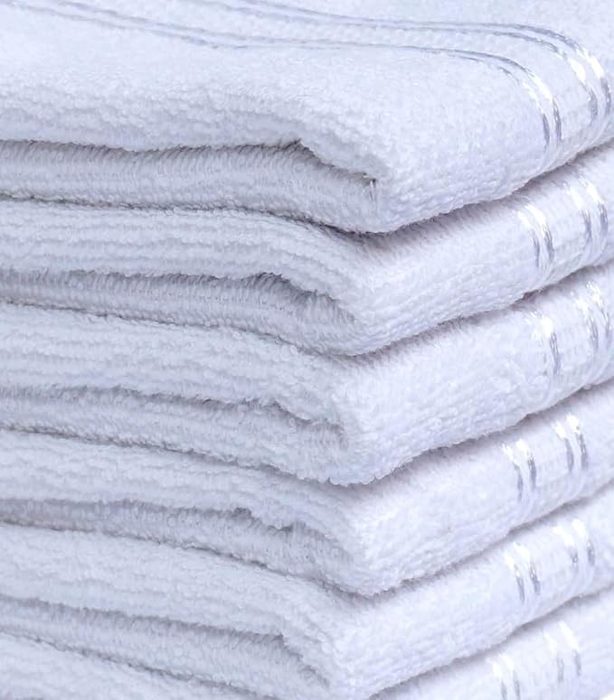 Space Fly 500 GSM White Cotton Face Towels Set | 10x10 Inches Soft & Absorbent Face Napkins for Daily Use | Multipurpose Small Towel Pack for Face Wash, Baby Care, Travel | Set of 12 - Image 2