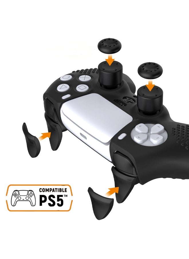 Colorskin Sony PS5 Protective Cover Controller Skin, Anti-Slip Silicone Case Grip Cover with Thumb Grip Caps, Trigger Grips and Touchpad Protector, Compatible with Playstation 5 Controller Accessories Black  - Image 2