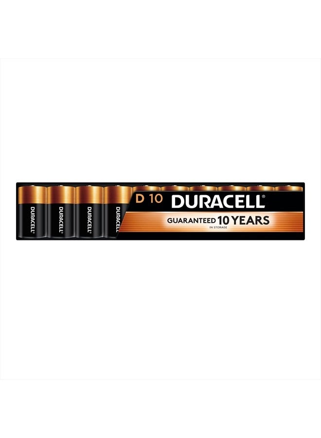 Duracell بطاريات دوراسيل كوبر توب D، عبوة 10 قطع، بطارية D بقوة طويلة الأمد، بطارية قلوية D متعددة الاستخدامات للأجهزة المنزلية والمكتبية - Image 1