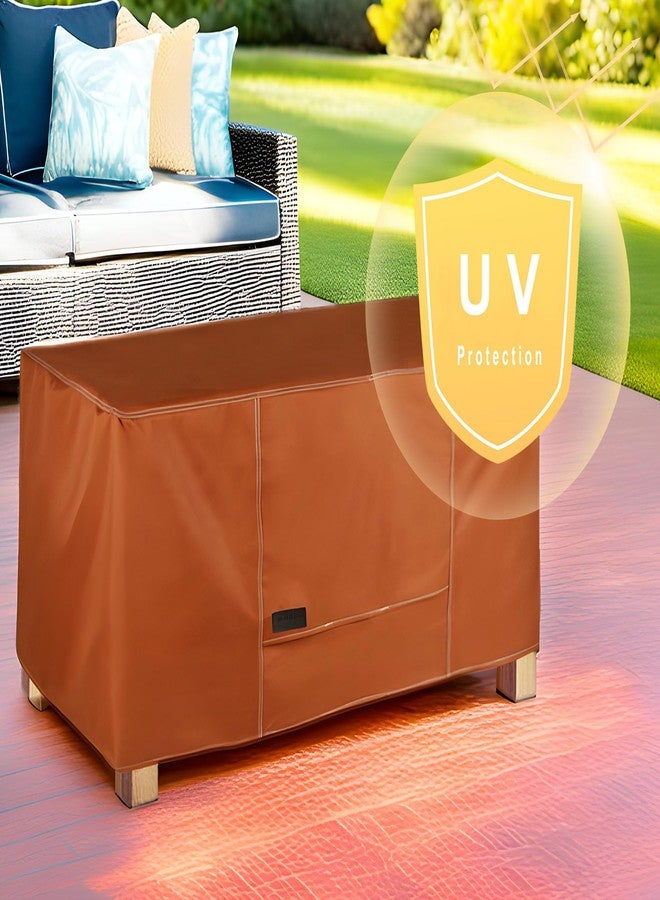 NettyPro Waterproof 48 Inch Rectangular Patio Coffee Table Cover, 600D Heavy Duty Outdoor Furniture Rectangle Table Cover, Brown - Image 5