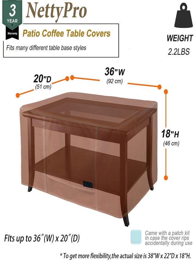 NettyPro Waterproof 48 Inch Rectangular Patio Coffee Table Cover, 600D Heavy Duty Outdoor Furniture Rectangle Table Cover, Brown - Image 4