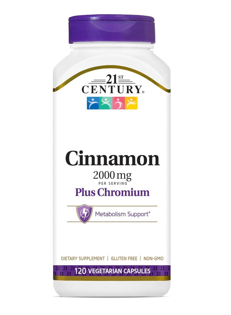21st Century Cinnamon Plus Chromium Vegetarian Capsules (2000mg, 120 Pieces) - Image 1