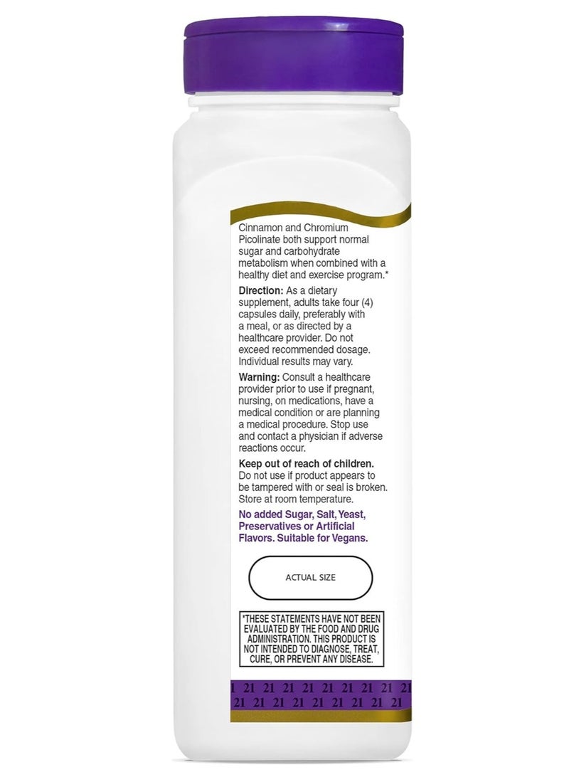 21st Century Cinnamon Plus Chromium Vegetarian Capsules (2000mg, 120 Pieces) - Image 2