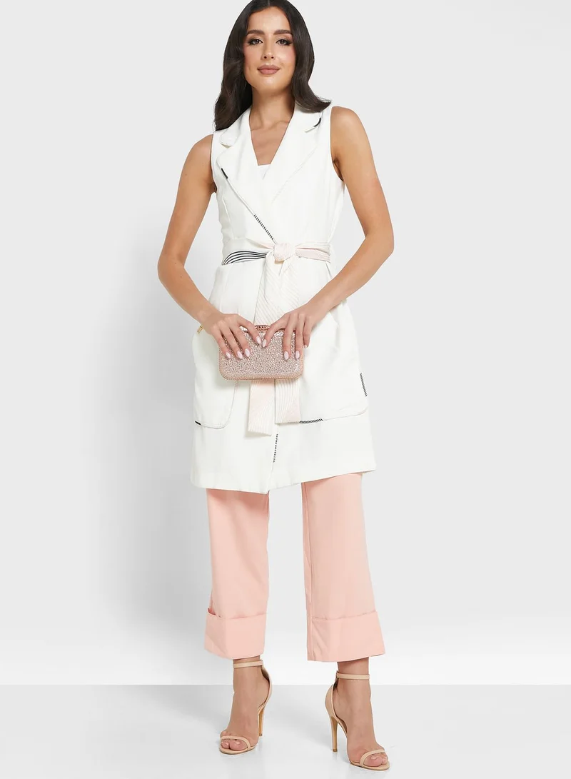 BERTY Belted Pocket Detail Coat
