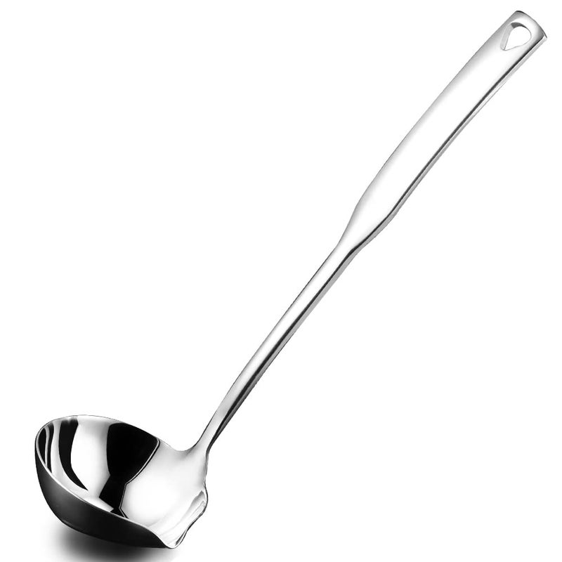 Hvanam Kitchen Soup Ladle 304 Stainless Steel Punch Metal Luminous Ladell Spoons With Pour Spout Gravy Ladles for ServingCookingCanning118 inch