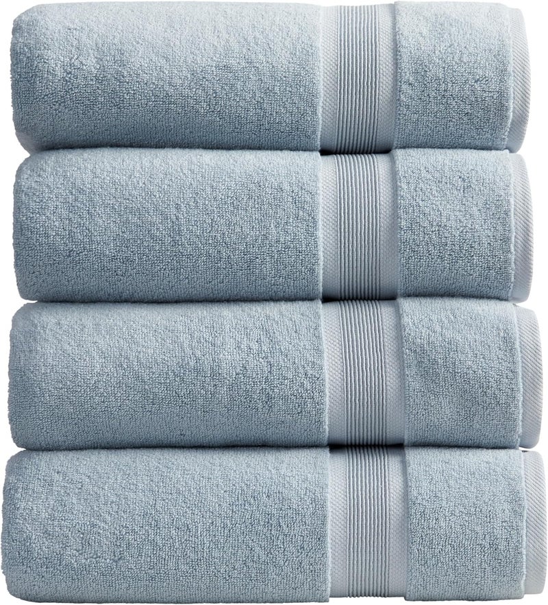 SPRING TREE Luxury Bamboo Rayon Bath Towel Set of 4 | 35% Bamboo Rayon - 65% Cotton | Absorbent Quick-Dry Towels for Bathroom | Oeko-TEX Standard 100 Cotton | Blue Fog - 4 Pack - Image 1