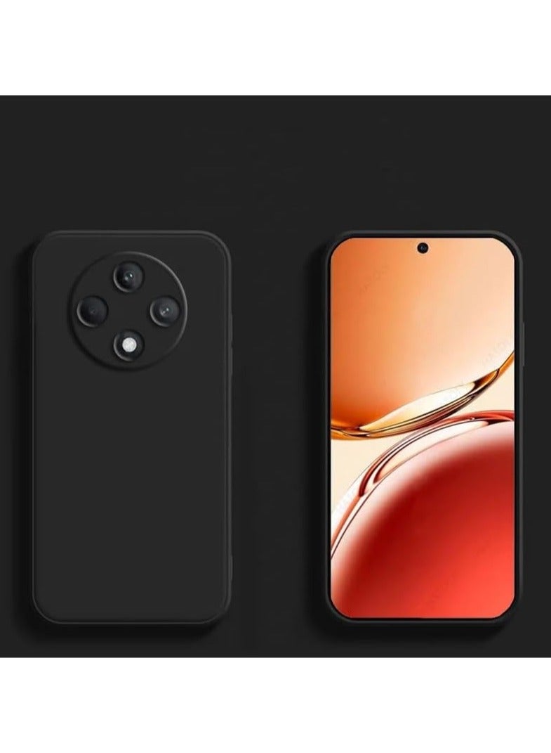 Case for Oppo Reno12F 5G Liquid Gel Rubber Bumper Case with Soft Microfiber Lining Cushion Slim Hard Shell Shockproof Protective Cover for Reno 12F 2024 Black