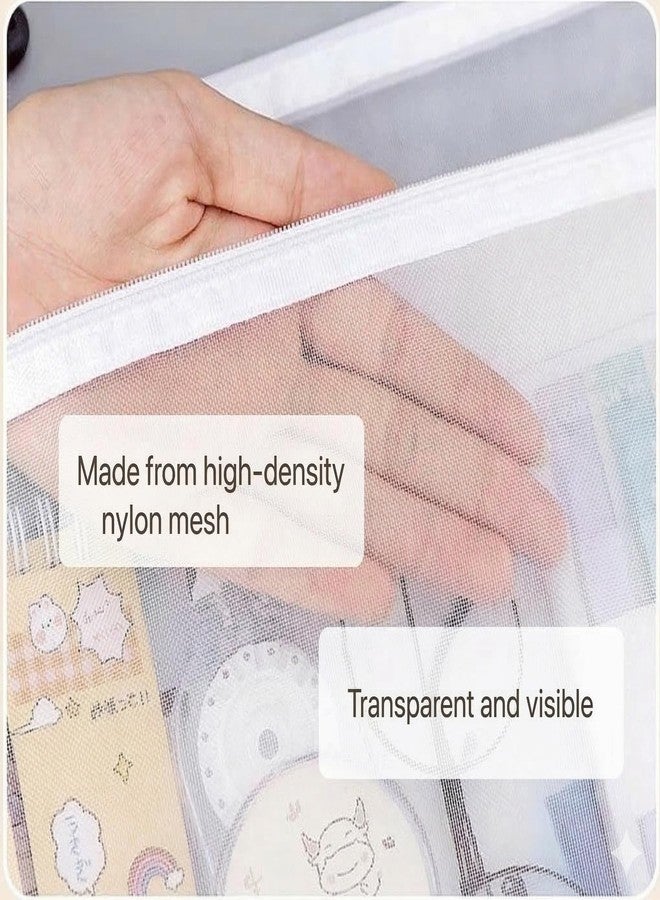 yomith Storage Mesh Bags with Zipper, Transparent Organizer Pouch for Kids Toys, Stationery, Cosmetics & Accessories, Travel Essentials (3, 33 x 25 cm) - Image 2
