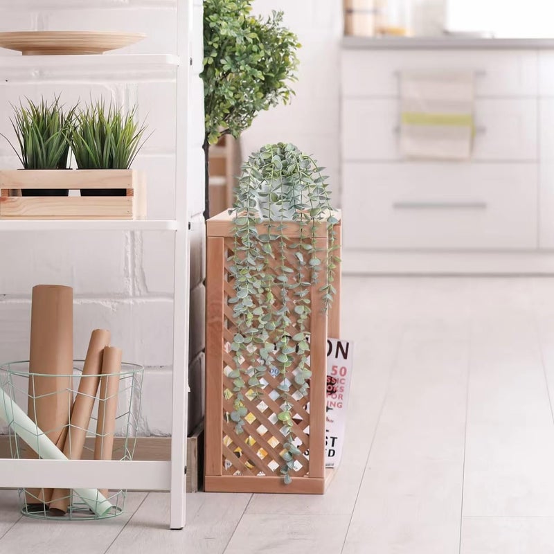 BACAMA Decorative Hanging Plants for Shelf, Faux Ivy Eucalyptus Vine, Fake Greenery in White Bigger Pot (Light Green, 1PCS) - Image 4