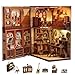 Cutefun Book Nook Kit3D Wooden Puzzle BookendsMiniature house kit with dust coverBookends Kit with LED LightsDIY Dollhouse Bookend Tiny House for AdultsBirthday Easter Home Decor for Teens Adults - Image 3