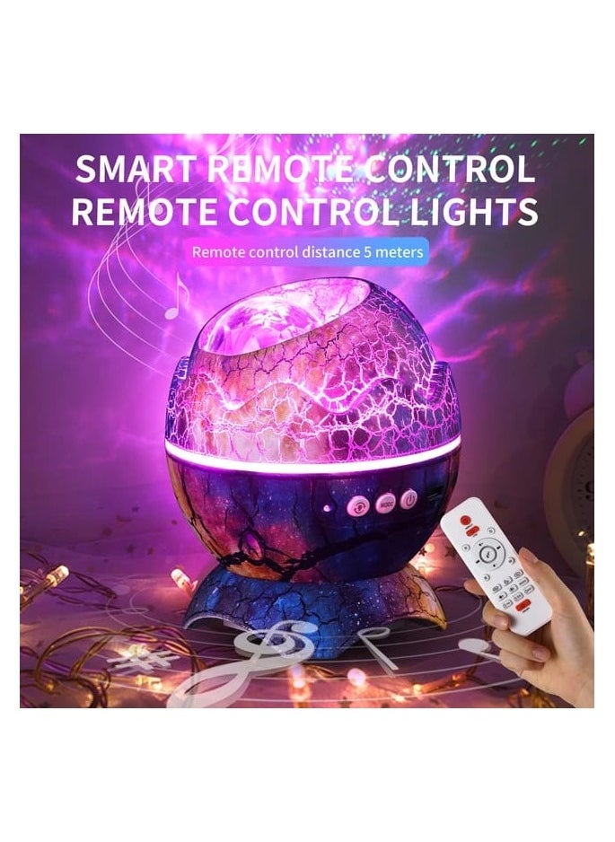 LED Projector Lamp 3D Dinosaur Egg Shape Remote Control Bluetooth Music Projector Lamp for Bedroom, Kids Room, Cafe Multicolor
