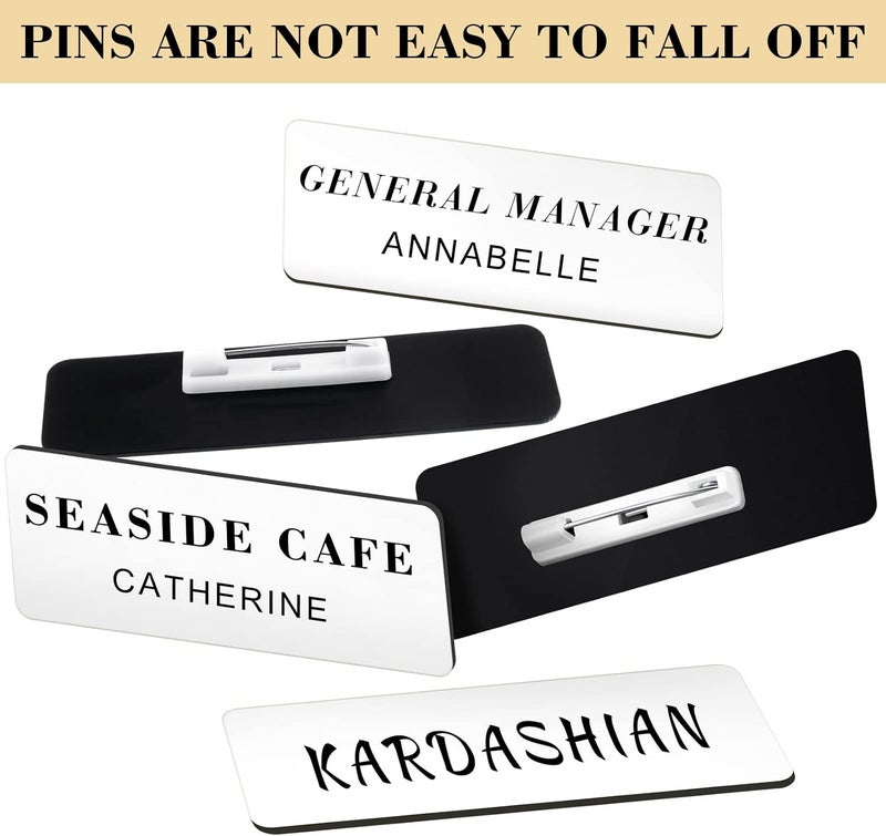 Breling 100 Pieces Name Tags with Pins 1 x 3 Inches Blank Name Tags Name Badge with Pins Name ID Badge Holder Name Tags for Office Workers Students Employee Custom (White) - Image 3