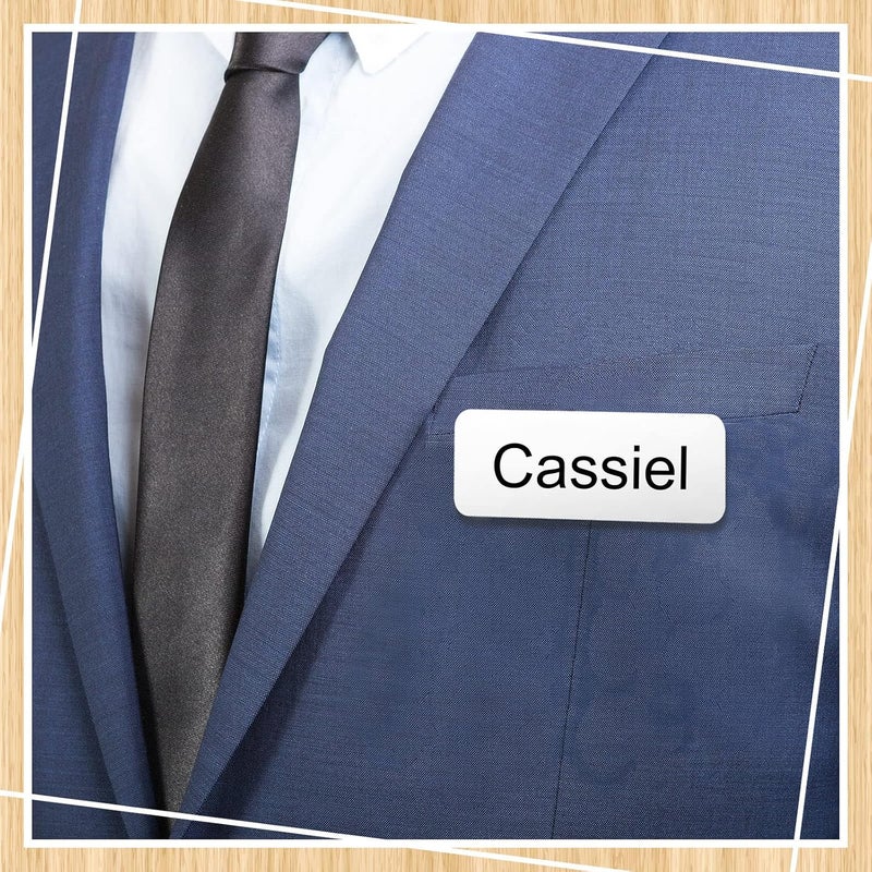 Breling 100 Pieces Name Tags with Pins 1 x 3 Inches Blank Name Tags Name Badge with Pins Name ID Badge Holder Name Tags for Office Workers Students Employee Custom (White) - Image 5