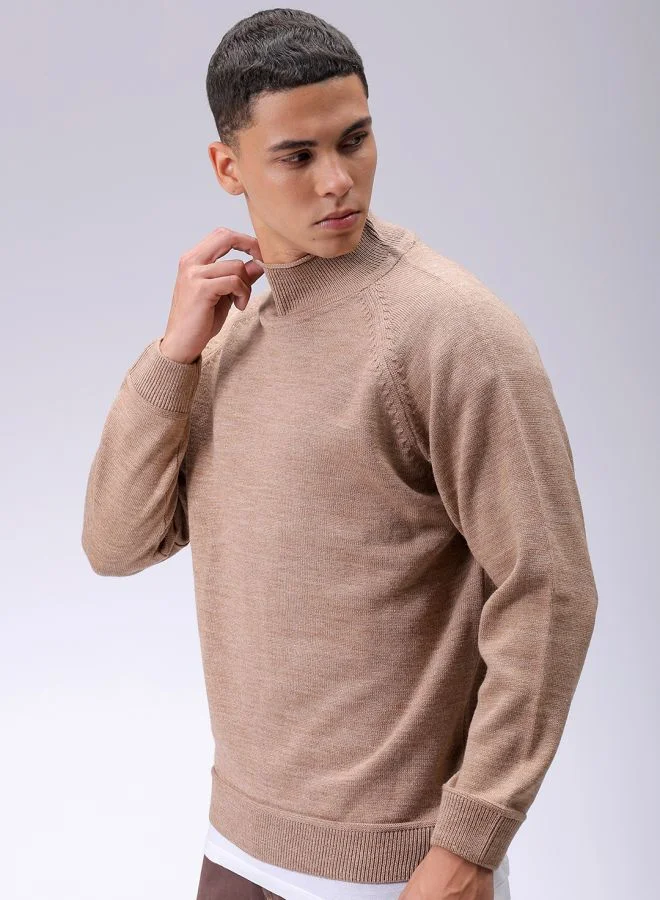 The Indian Garage Co Men Relaxed Fit Solid High Neck Sweater