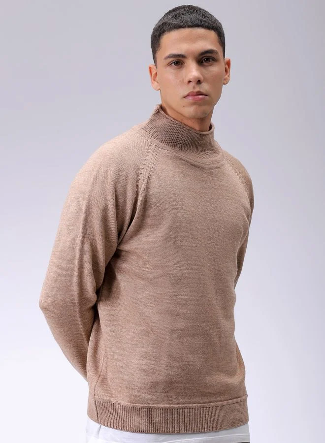 The Indian Garage Co Men Relaxed Fit Solid High Neck Sweater