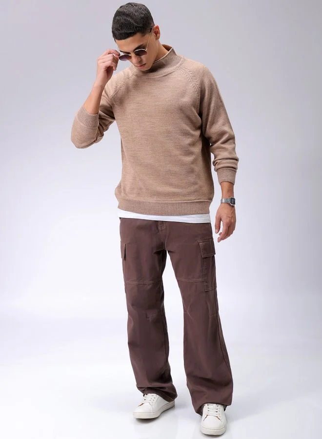 The Indian Garage Co Men Relaxed Fit Solid High Neck Sweater