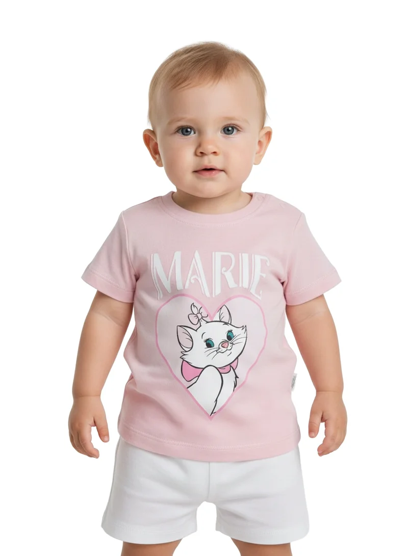 Disney Marie Graphic T-Shirt for Baby Girls | Aristocats Character Print Casual Crew Neck Cotton Tee