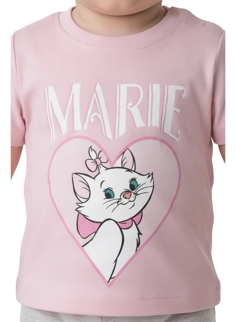 Disney  Disney Marie Graphic T-Shirt for Baby Girls | Aristocats Character Print Casual Crew Neck Cotton Tee for Women | Best Price UAE