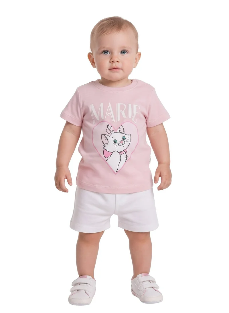Disney  Disney Marie Graphic T-Shirt for Baby Girls | Aristocats Character Print Casual Crew Neck Cotton Tee for Women | Best Price UAE