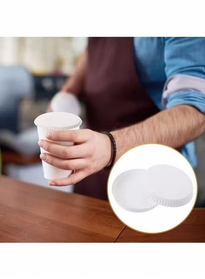 100 Pcs Disposable Paper Cup Covers, Coffee Mug Lid Tea Cup Paper Hot Cup Lids Coffee Cup Covers for Espresso Cold Hot Drinks Tea Coffee Hot Tea Cups White Disposable Coffee Cups Coffee Cup Lids  - Image 5