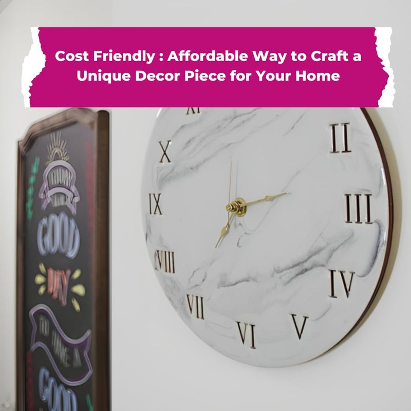 Oytra Clock Kit 12" MDF Wall Clock Base with 10" Acrylic Roman Number Ring, 18mm Machine, Case & Hands for DIY Art and Craft Decorative Resin Wall Clocks - Image 5