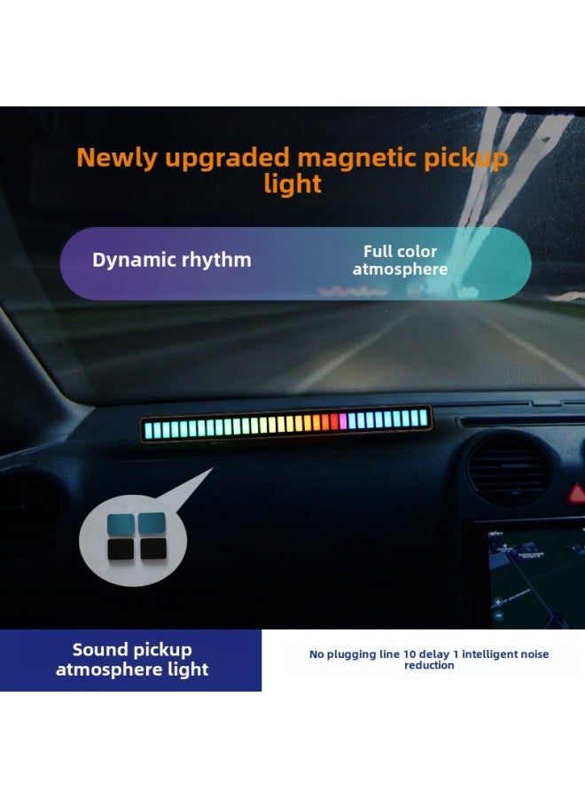 Loquat Magnetic Suction RGB Voice Control Voice Control Pickup Light LED Computer Car Atmosphere Light Music Rhythm Light-Color:32 Lamp Black Belt APP-Dimensions:Magnetic Plug-in - Image 3