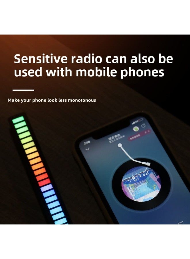 Loquat Magnetic Suction RGB Voice Control Voice Control Pickup Light LED Computer Car Atmosphere Light Music Rhythm Light-Color:32 Lamp Black Belt APP-Dimensions:Magnetic Plug-in - Image 4